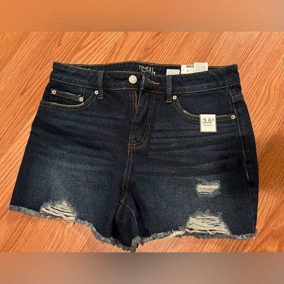 Time and Tru Pants - Time and Tru Dark Blue Distressed Jean Shorts